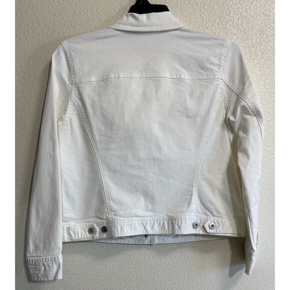 Style & Co Denim Jacket Womens Size PL Pockets Bright White Jean Western - Picture 2 of 9